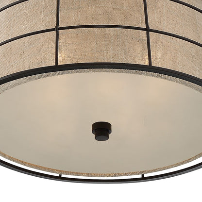 Quoizel Landings 3 Light Flush Mount, Mottled Cocoa