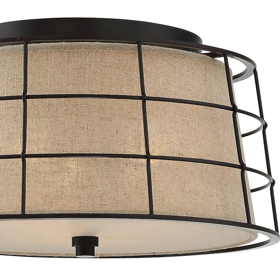 Quoizel Landings 3 Light Flush Mount, Mottled Cocoa