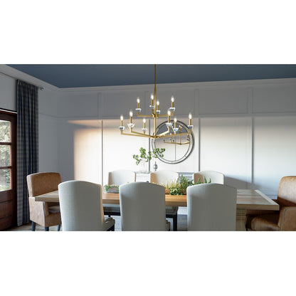 Quoizel Lottie 9 Light Chandelier, Aged Brass