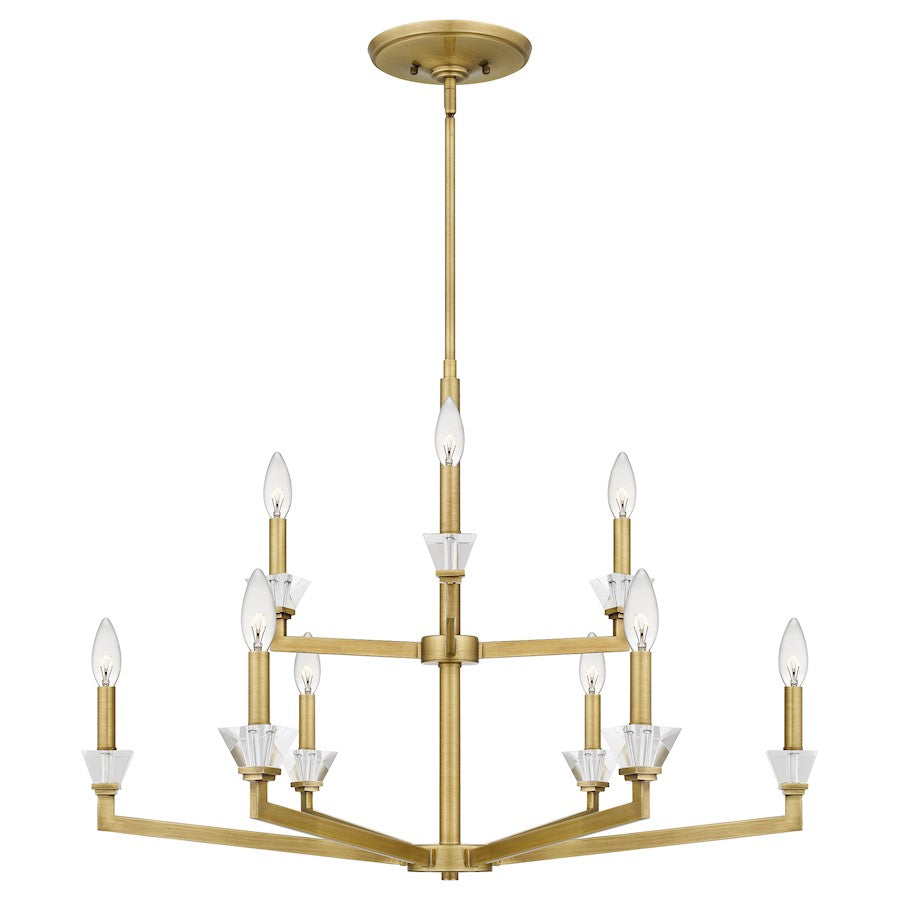 Quoizel Lottie 9 Light Chandelier, Aged Brass