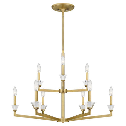 Quoizel Lottie 9 Light Chandelier, Aged Brass