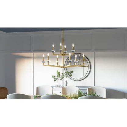 Quoizel Lottie 9 Light Chandelier, Aged Brass