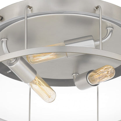 Quoizel Ludlow 3 Light Flush Mount, Brushed Nickel/Clear