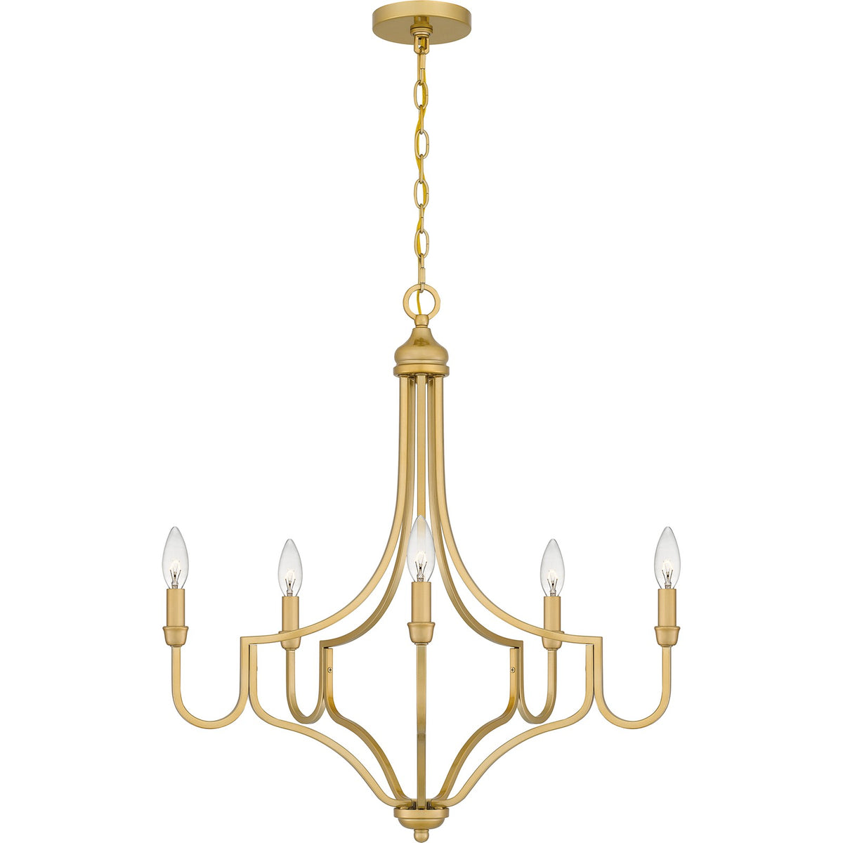 Quoizel Mabel 26.25in 5-Light Chandelier | Antique Light Gold Steel | Dining Room & Primary Bedroom | 26.25 x 26.25 x 28.5 in | Model MAB5026LG