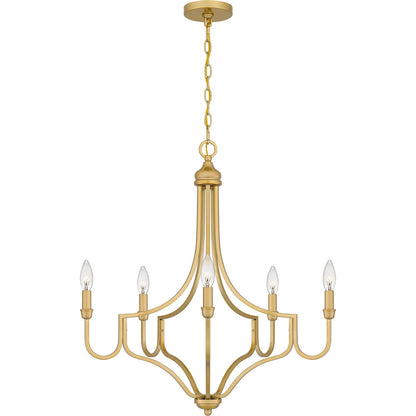 Quoizel Mabel 26.25in 5-Light Chandelier | Antique Light Gold Steel | Dining Room & Primary Bedroom | 26.25 x 26.25 x 28.5 in | Model MAB5026LG