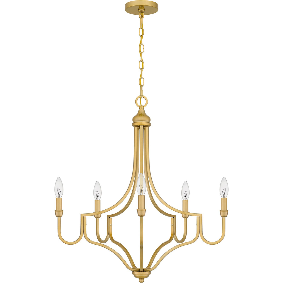 Quoizel Mabel 26.25in 5-Light Chandelier | Antique Light Gold Steel | Dining Room & Primary Bedroom | 26.25 x 26.25 x 28.5 in | Model MAB5026LG