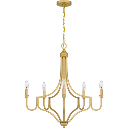 Quoizel Mabel 26.25in 5-Light Chandelier | Antique Light Gold Steel | Dining Room & Primary Bedroom | 26.25 x 26.25 x 28.5 in | Model MAB5026LG
