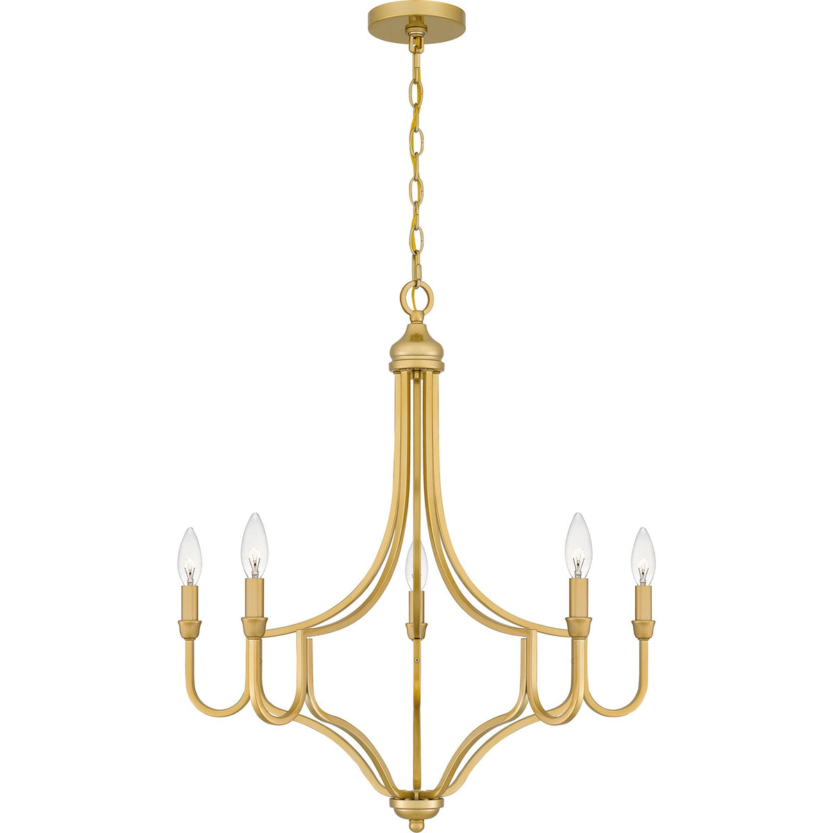 Quoizel Mabel 26.25in 5-Light Chandelier | Antique Light Gold Steel | Dining Room & Primary Bedroom | 26.25 x 26.25 x 28.5 in | Model MAB5026LG