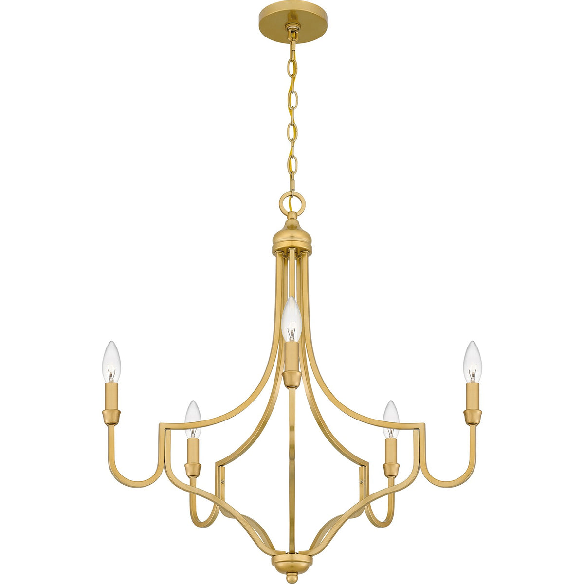 Quoizel Mabel 26.25in 5-Light Chandelier | Antique Light Gold Steel | Dining Room & Primary Bedroom | 26.25 x 26.25 x 28.5 in | Model MAB5026LG