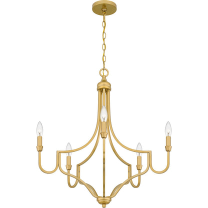 Quoizel Mabel 26.25in 5-Light Chandelier | Antique Light Gold Steel | Dining Room & Primary Bedroom | 26.25 x 26.25 x 28.5 in | Model MAB5026LG