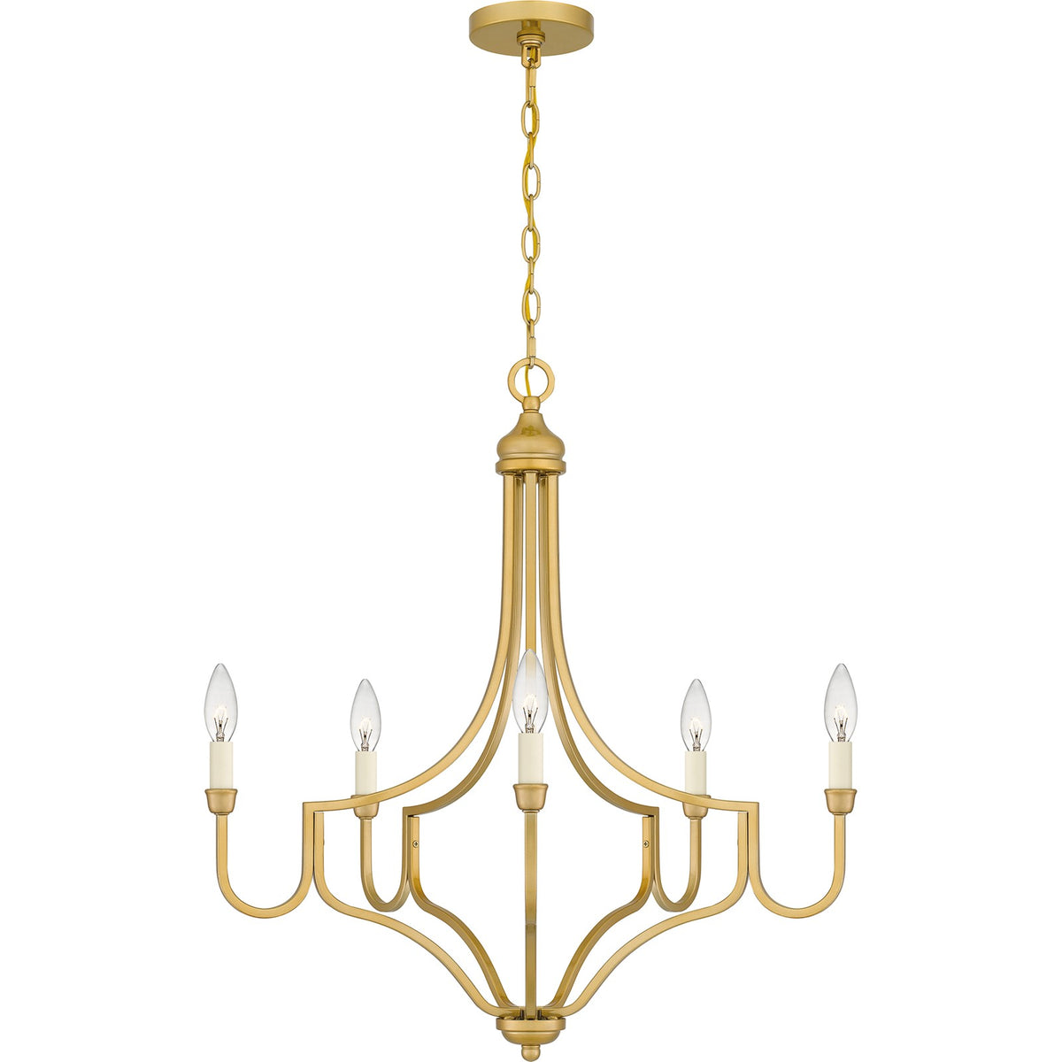 Quoizel Mabel 26.25in 5-Light Chandelier | Antique Light Gold Steel | Dining Room & Primary Bedroom | 26.25 x 26.25 x 28.5 in | Model MAB5026LG