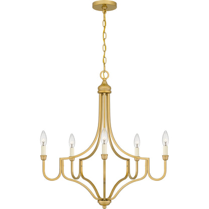 Quoizel Mabel 26.25in 5-Light Chandelier | Antique Light Gold Steel | Dining Room & Primary Bedroom | 26.25 x 26.25 x 28.5 in | Model MAB5026LG