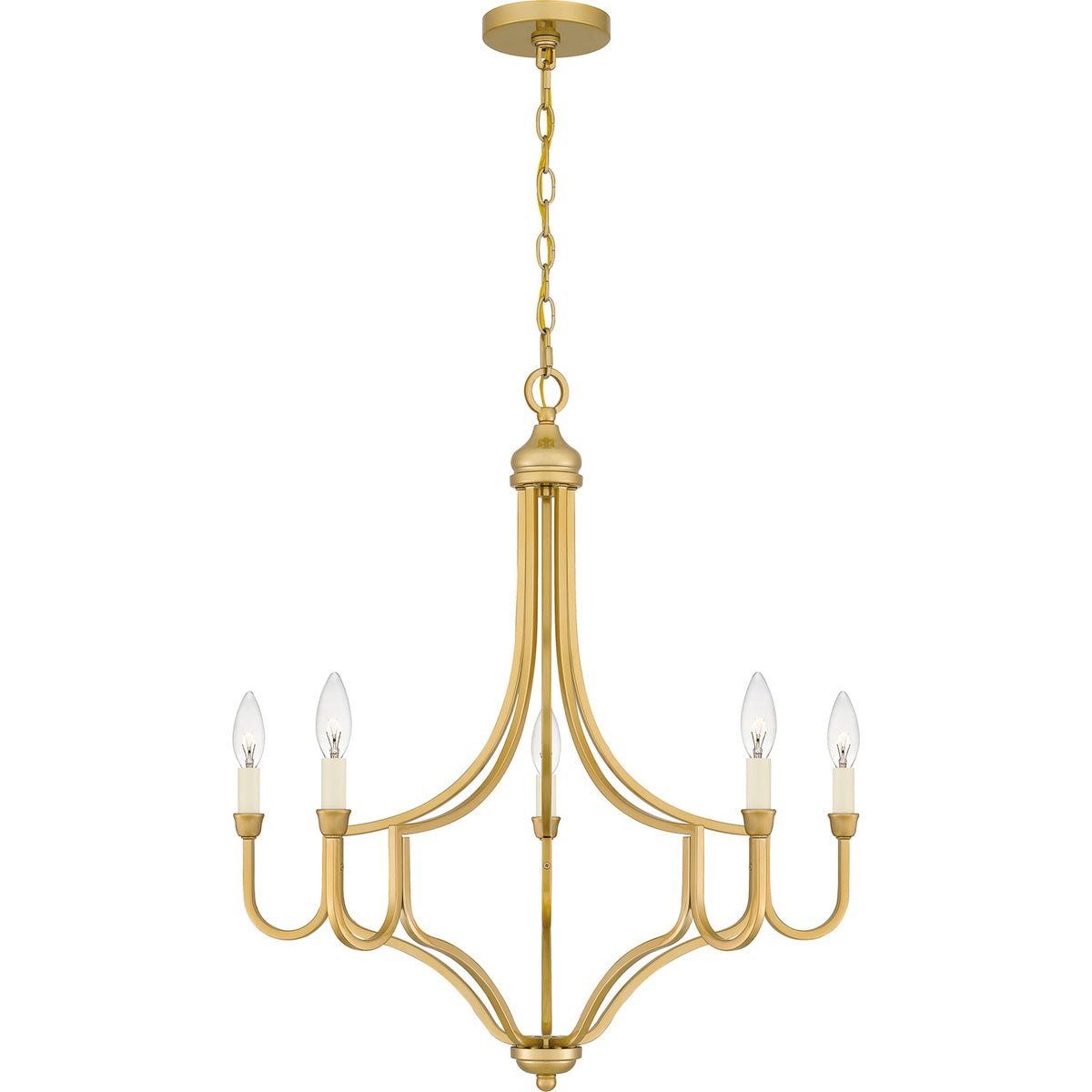 Quoizel Mabel 26.25in 5-Light Chandelier | Antique Light Gold Steel | Dining Room & Primary Bedroom | 26.25 x 26.25 x 28.5 in | Model MAB5026LG