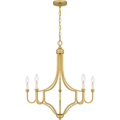 Quoizel Mabel 26.25in 5-Light Chandelier | Antique Light Gold Steel | Dining Room & Primary Bedroom | 26.25 x 26.25 x 28.5 in | Model MAB5026LG