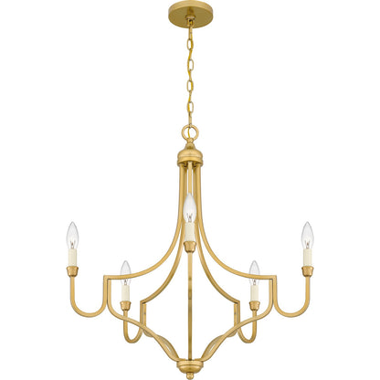 Quoizel Mabel 26.25in 5-Light Chandelier | Antique Light Gold Steel | Dining Room & Primary Bedroom | 26.25 x 26.25 x 28.5 in | Model MAB5026LG