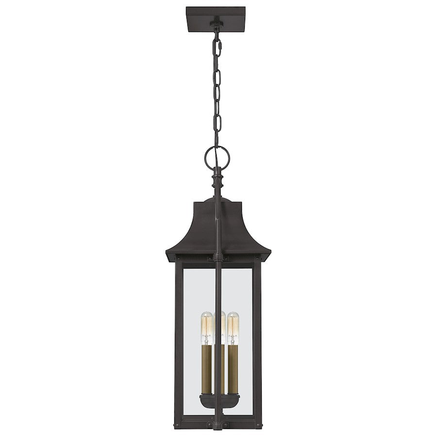 Quoizel Manning 3 Light Outdoor Hanging Lantern, Western Bronze