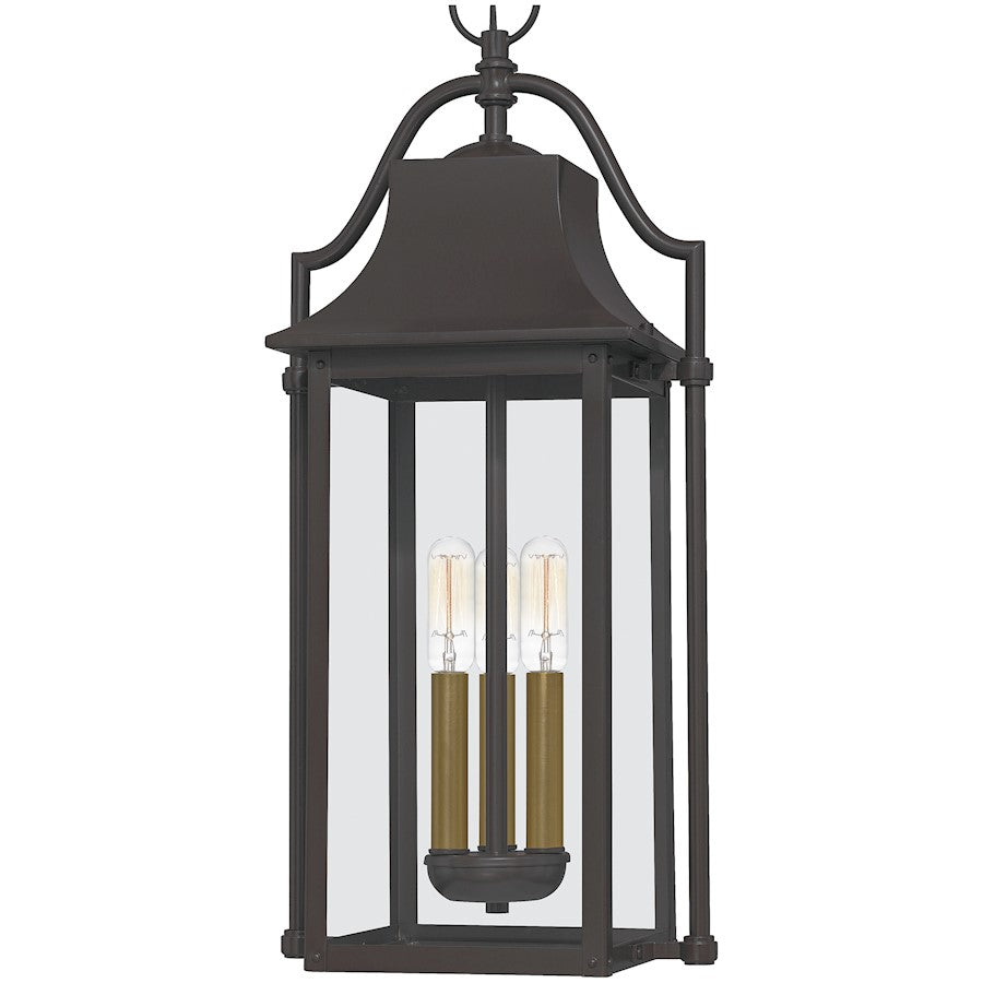 Quoizel Manning 3 Light Outdoor Hanging Lantern, Western Bronze