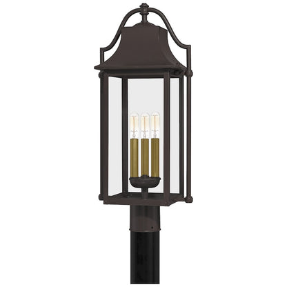 Quoizel Manning 3 Light Outdoor Post Lantern, Western Bronze