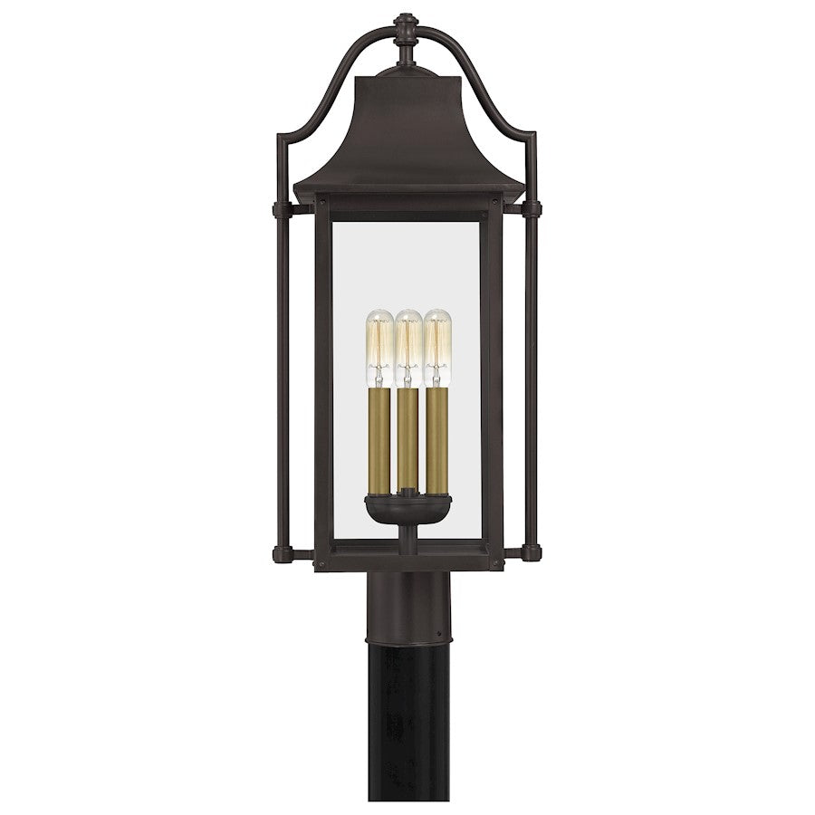 Quoizel Manning 3 Light Outdoor Post Lantern, Western Bronze