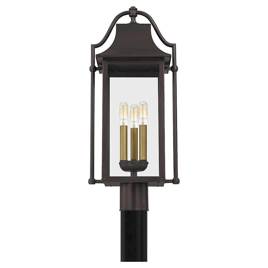 Quoizel Manning 3 Light Outdoor Post Lantern, Western Bronze