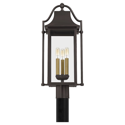 Quoizel Manning 3 Light Outdoor Post Lantern, Western Bronze