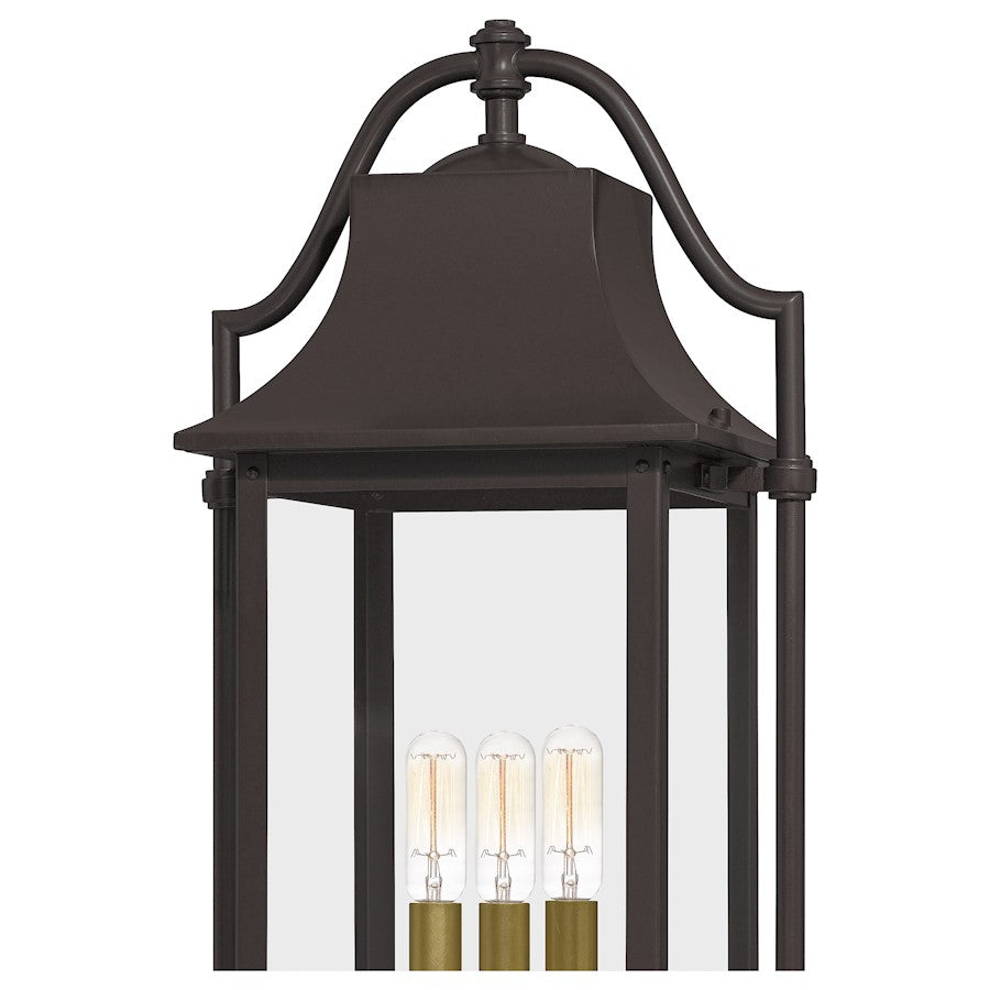 Quoizel Manning 3 Light Outdoor Post Lantern, Western Bronze