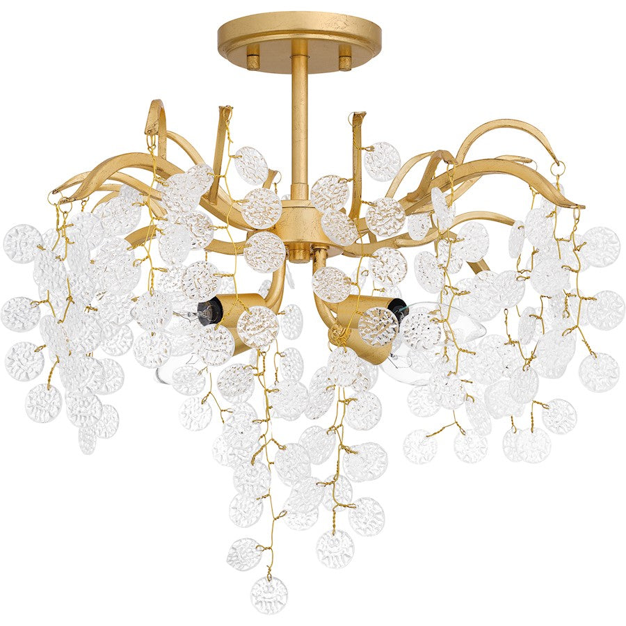 Quoizel Maple 4 Light Semi-Flush Mount, Gold Leaf