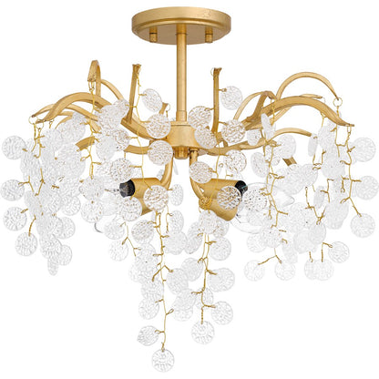Quoizel Maple 4 Light Semi-Flush Mount, Gold Leaf