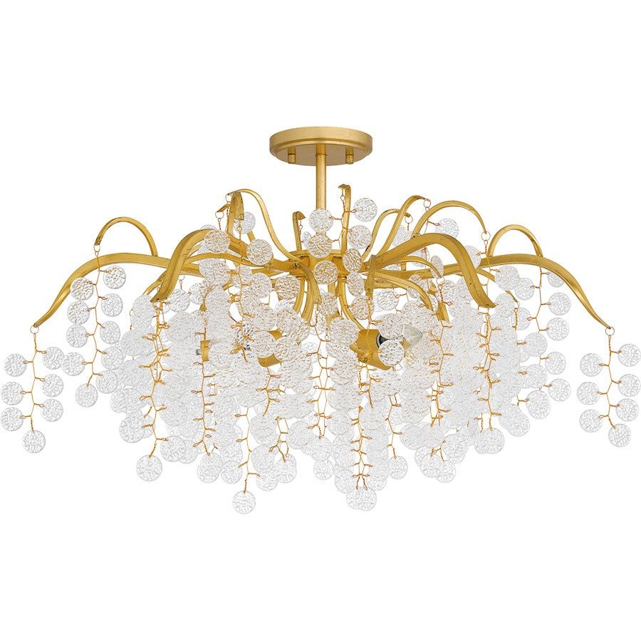 Quoizel Maple 6 Light Semi-Flush Mount, Gold Leaf