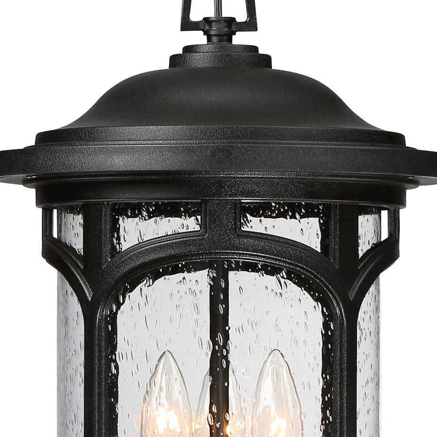 Quoizel Marblehead 11in 3-Light Outdoor Pendant | Coastal Mystic Black and Clear Seedy Glass | Porch & Entryway | 11 x 11 x 18 in | Model MBH1911K