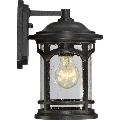 Quoizel Marblehead 7in 1-Light Outdoor Lantern | Coastal Mystic Black and Clear Seedy Glass | Front Porch & Entryway | 7 x 8 x 11 in | Model MBH8407K