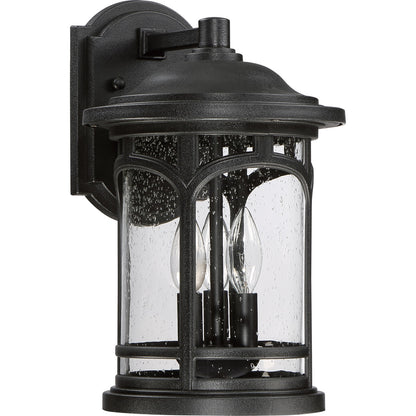 Quoizel Marblehead 9in 3-Light Outdoor Lantern | Coastal Mystic Black and Clear Seedy Glass | Front Porch & Entryway | Model MBH8409K