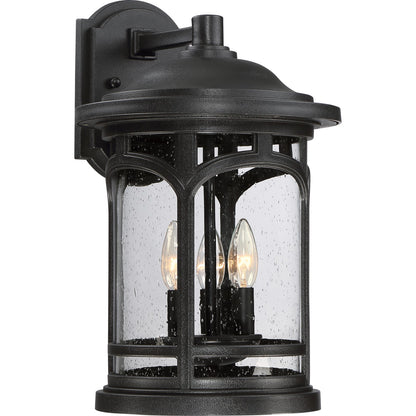 Quoizel Marblehead 12in 3-Light Outdoor Lantern | Coastal Mystic Black and Clear Seedy Glass | Front Porch & Entryway | Model MBH8411K