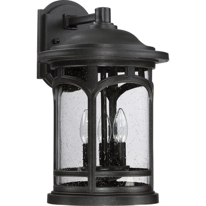 Quoizel Marblehead 12in 3-Light Outdoor Lantern | Coastal Mystic Black and Clear Seedy Glass | Front Porch & Entryway | Model MBH8411K