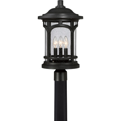 Quoizel Marblehead 11in 3-Light Outdoor Lantern | Coastal Mystic Black and Clear Seedy Glass | Front Porch & Entryway | Model MBH9011K
