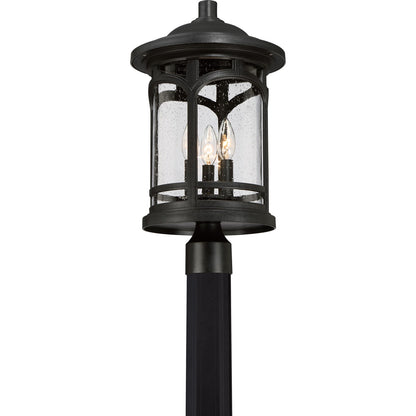Quoizel Marblehead 11in 3-Light Outdoor Lantern | Coastal Mystic Black and Clear Seedy Glass | Front Porch & Entryway | Model MBH9011K