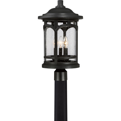 Quoizel Marblehead 11in 3-Light Outdoor Lantern | Coastal Mystic Black and Clear Seedy Glass | Front Porch & Entryway | Model MBH9011K