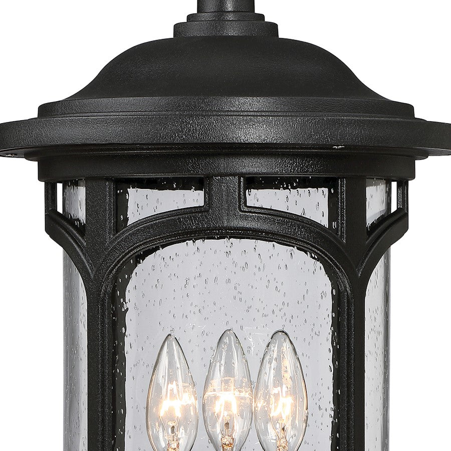 Quoizel Marblehead 11in 3-Light Outdoor Lantern | Coastal Mystic Black and Clear Seedy Glass | Front Porch & Entryway | Model MBH9011K