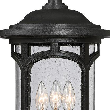 Quoizel Marblehead 11in 3-Light Outdoor Lantern | Coastal Mystic Black and Clear Seedy Glass | Front Porch & Entryway | Model MBH9011K