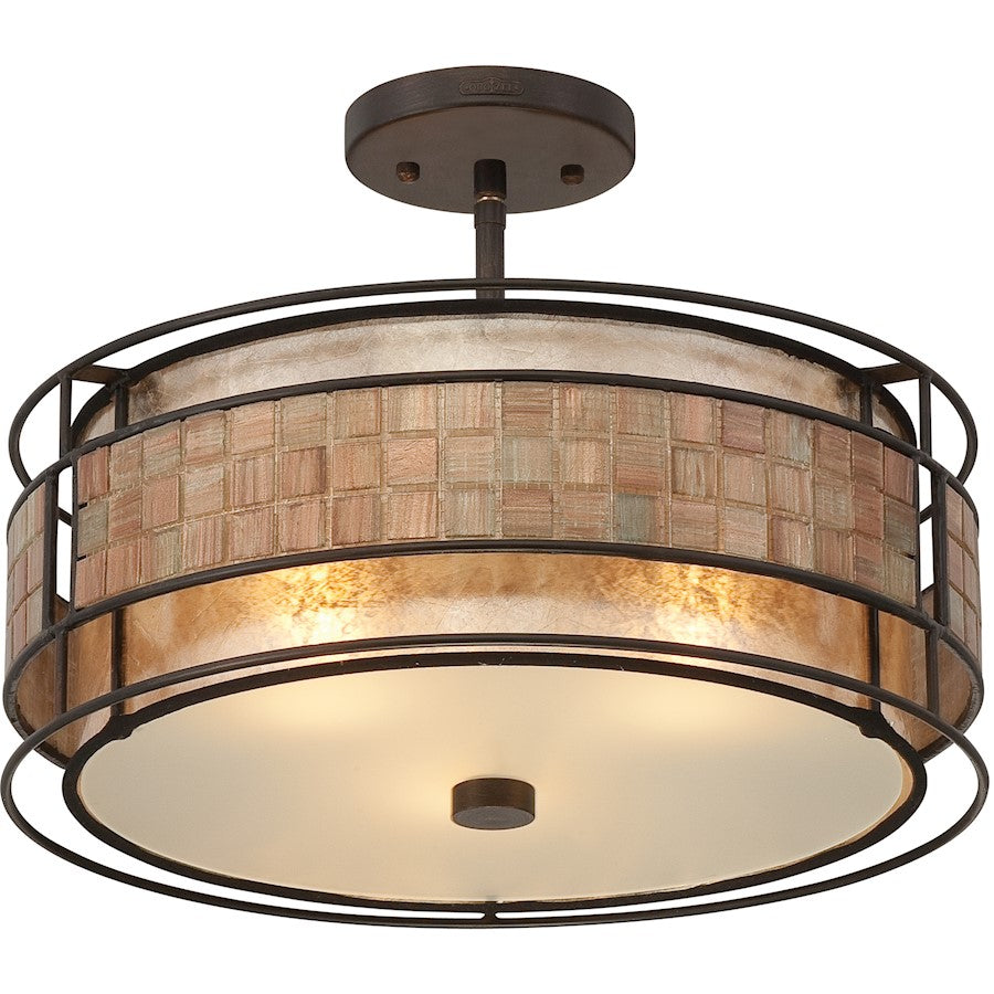Quoizel 3 Light Laguna Semi-Flush Mount, Renaissance Copper