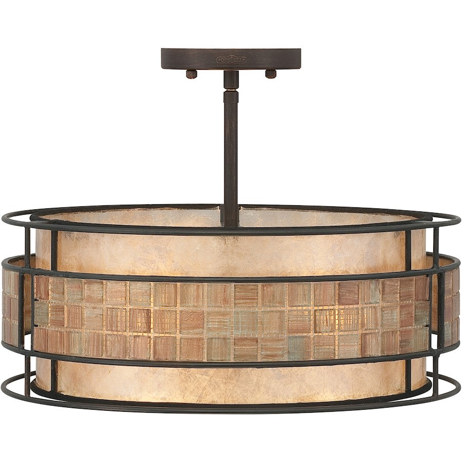 Quoizel 3 Light Laguna Semi-Flush Mount, Renaissance Copper