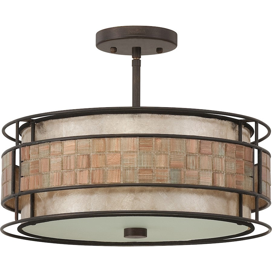 Quoizel 3 Light Laguna Semi-Flush Mount, Renaissance Copper