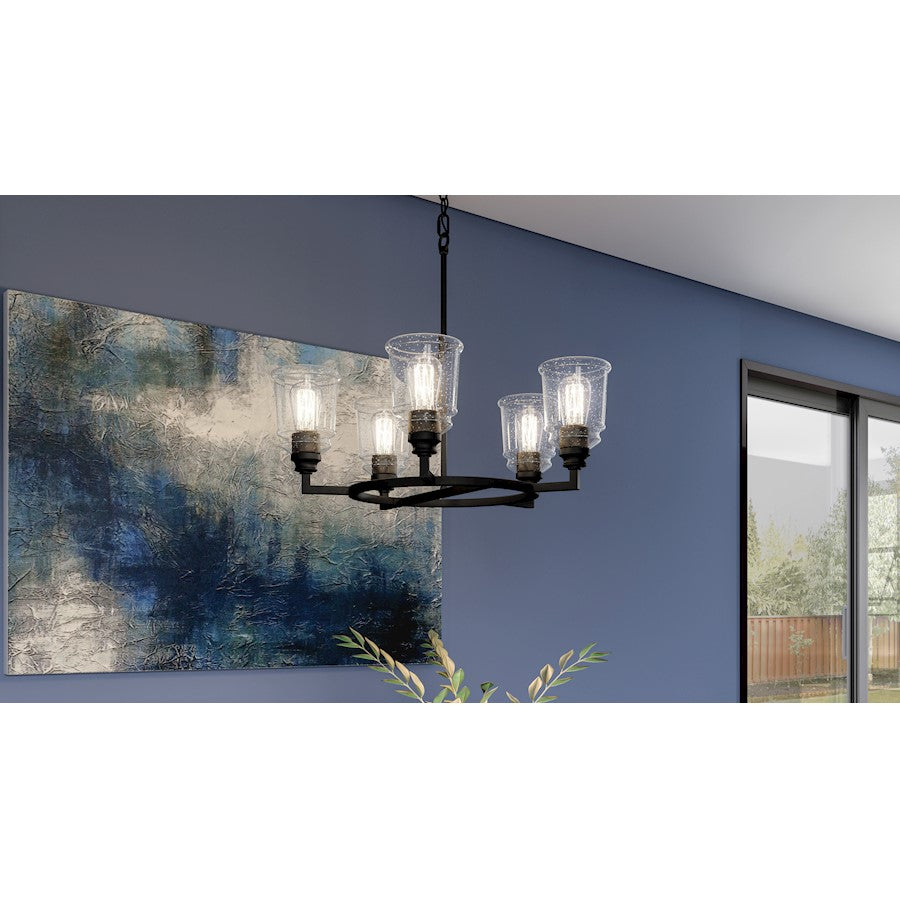 Quoizel Mcintire Chandelier, Matte Black/Clear Seedy