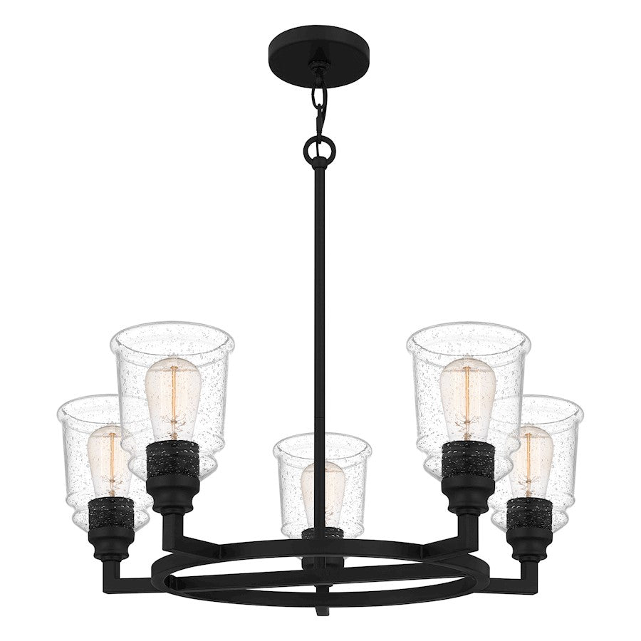 Quoizel Mcintire Chandelier, Matte Black/Clear Seedy