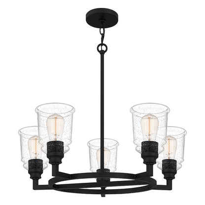 Quoizel Mcintire Chandelier, Matte Black/Clear Seedy