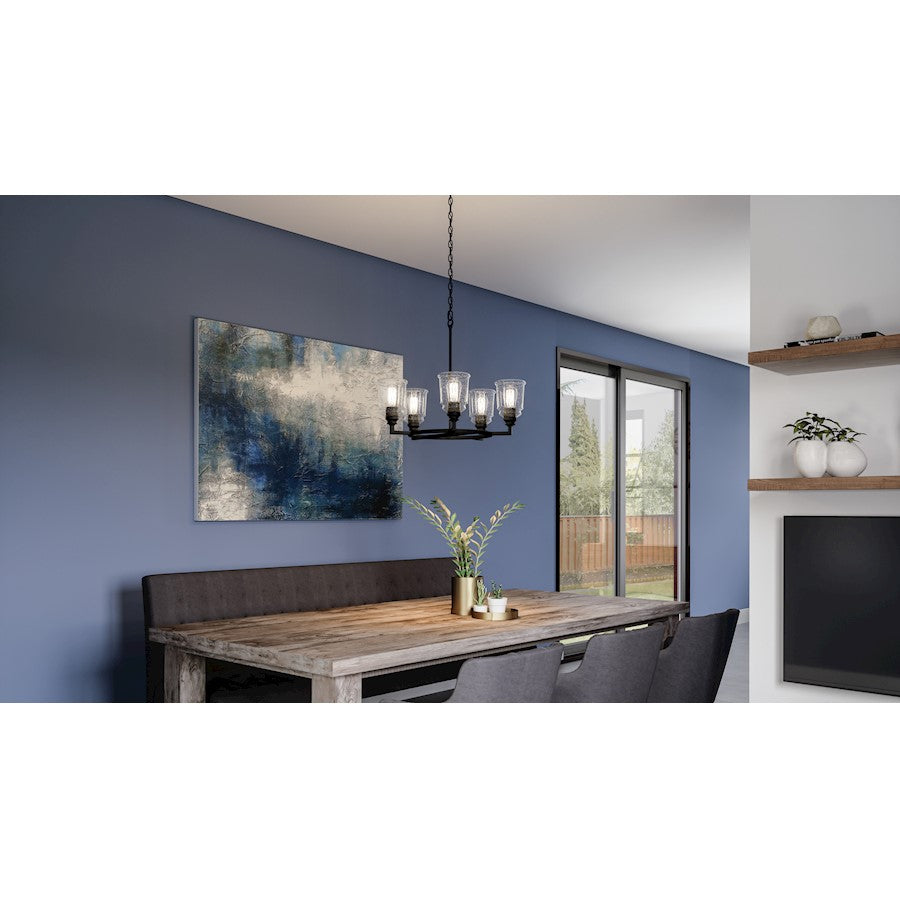 Quoizel Mcintire Chandelier, Matte Black/Clear Seedy