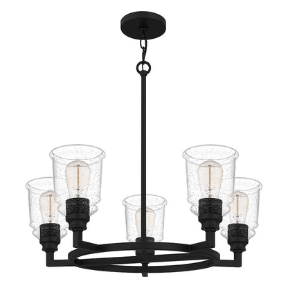 Quoizel Mcintire Chandelier, Matte Black/Clear Seedy