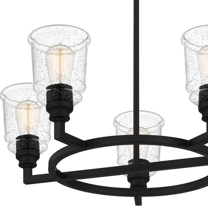 Quoizel Mcintire Chandelier, Matte Black/Clear Seedy