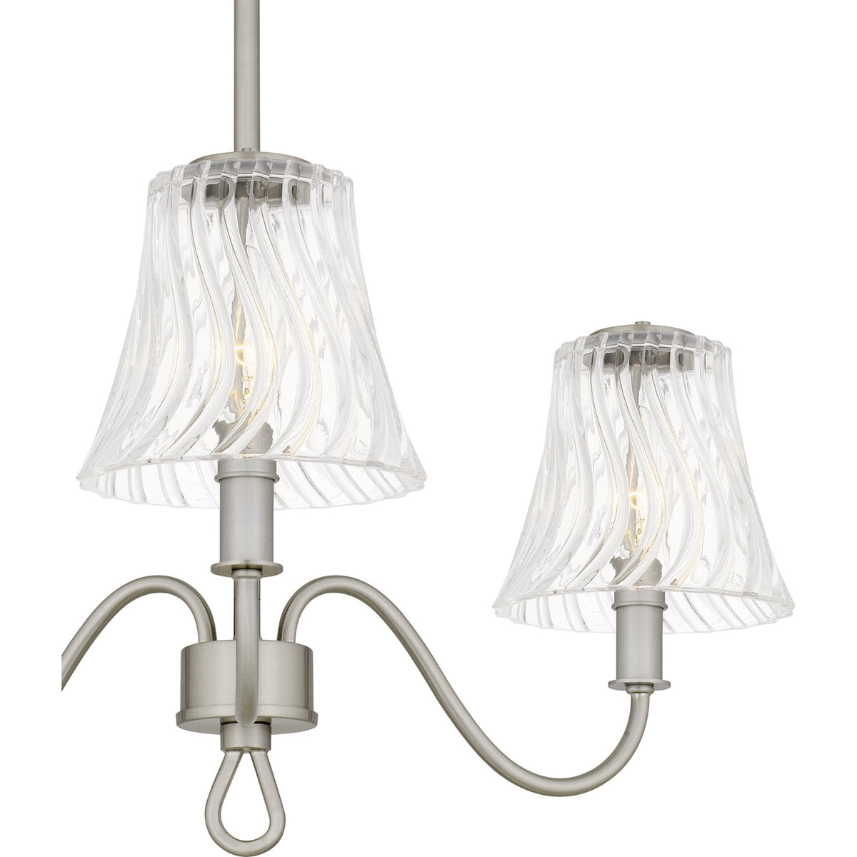 Quoizel McKinney 22in 3-Light Chandelier | Traditional Brushed Nickel and Clear Swirl Glass | Dining Room & Foyer | Model MCK5022BN
