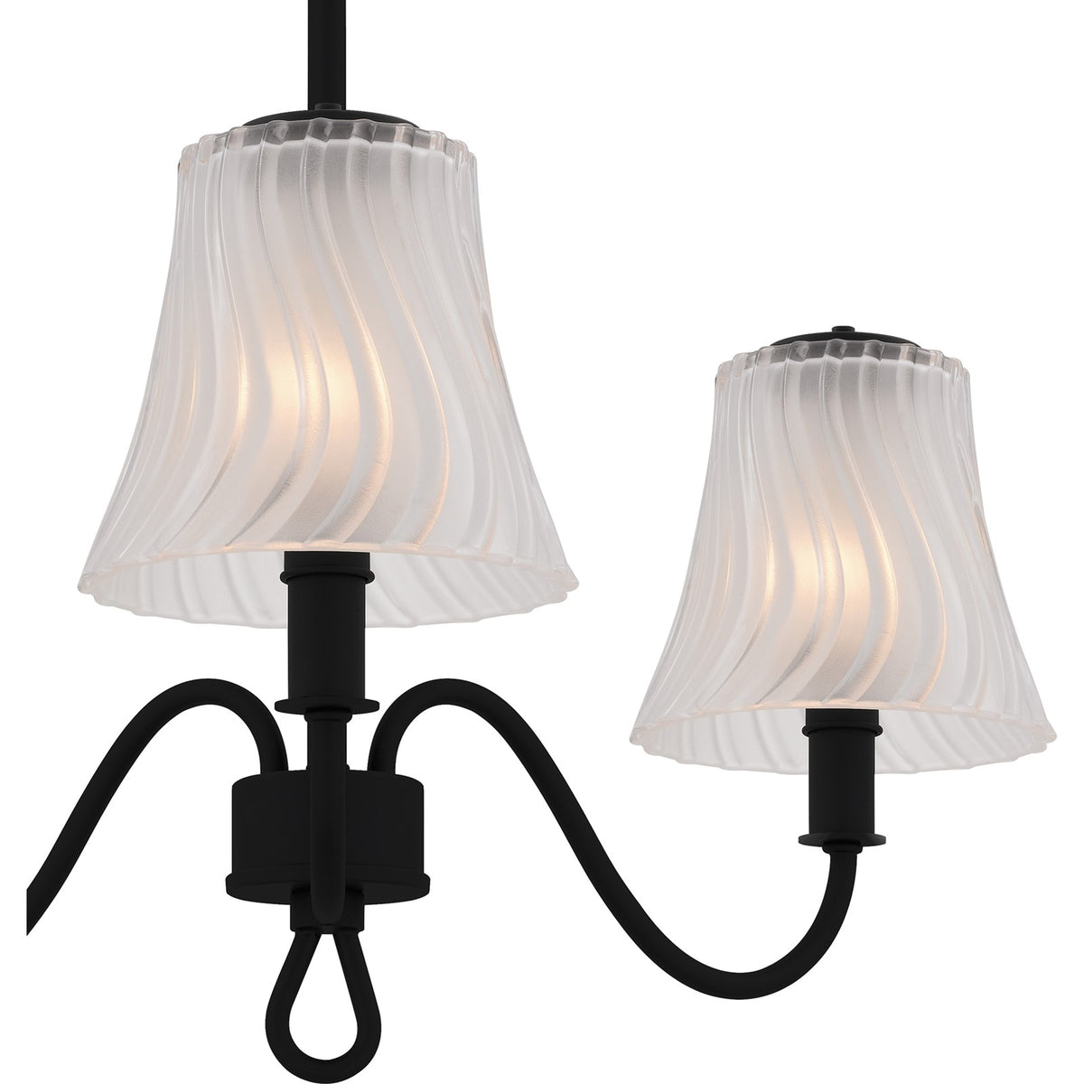 Quoizel McKinney 22in 3-Light Chandelier | Traditional Matte Black and Etched Swirl Glass | Dining Room & Foyer | Model MCK5022MBK